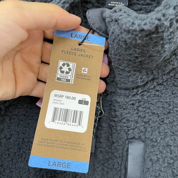 NWT Eddie Bauer Gray Fleece Jacket Size Large - Picture 4 of 7